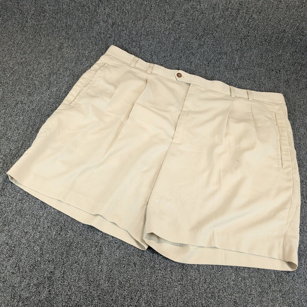 Cutter & Buck Men Pleated Shorts 46 Poly Rayon Tan Khaki Classic Golf Casual 46B — photo 2